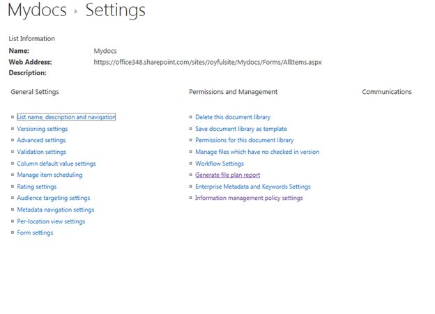 Generate File Plan report
